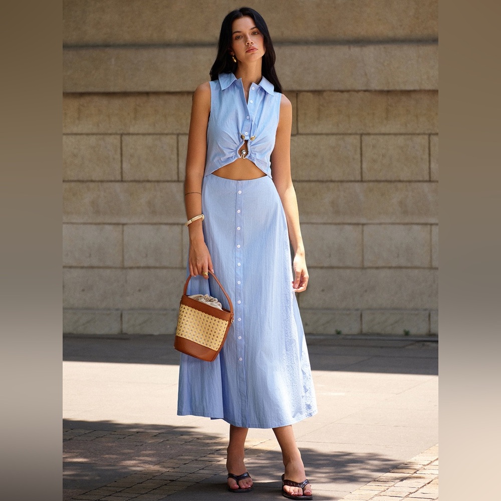 Commense Metal Decor Cutout Dress